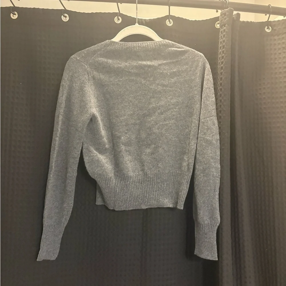 J. Crew Cashmere shrunken crewneck sweater Hthr Charcoal XS NWT